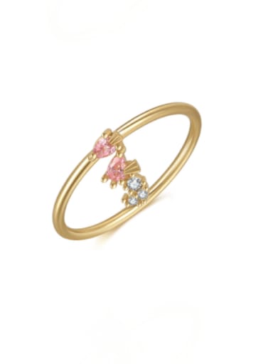 Brass Cubic Zirconia Multi Color Irregular Cute Band Ring