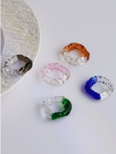 Hand Glass  Multi Color Twist Square Trend Ring