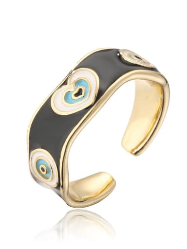 12154 Brass Enamel Heart Vintage Band Ring