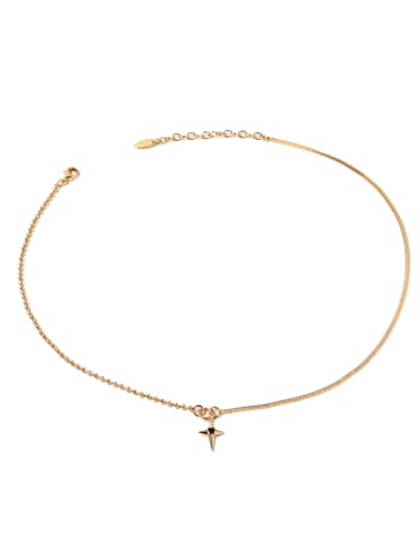 golden Brass Cubic Zirconia Star Vintage Necklace