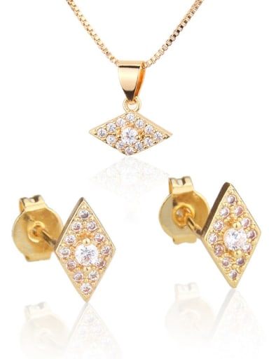 Brass Diamond  Cubic Zirconia Earring and Necklace Set