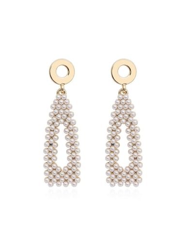Copper Imitation Pearl Geometric Ethnic Drop Trend Korean Fashion Earring