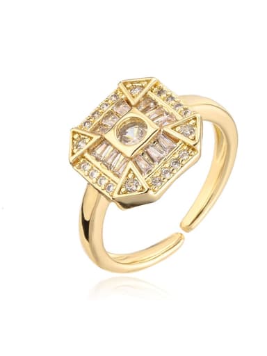 12064 Brass Cubic Zirconia Square Vintage Band Ring