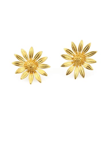 Brass Flower Minimalist Stud Earring