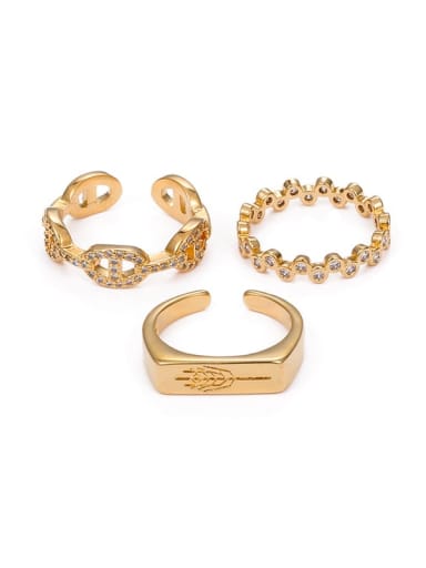 custom Brass Cubic Zirconia Geometric Vintage Band Ring
