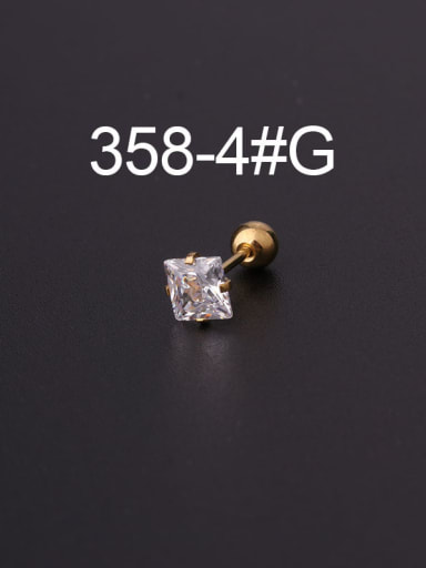 4  Gold Titanium Steel Cubic Zirconia Star Minimalist Stud Earring(Single Only One)