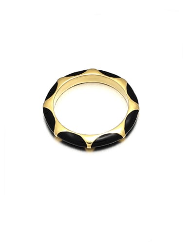 Black Dropping Oil Brass Enamel Geometric Trend Band Ring