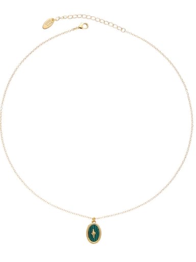 Malachite necklace Brass Shell Geometric Minimalist Necklace