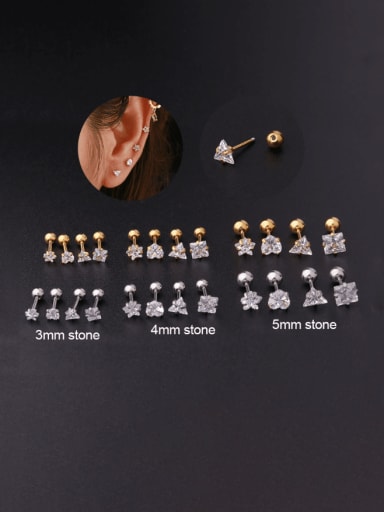 Titanium Steel Cubic Zirconia Star Minimalist Stud Earring(Single Only One)
