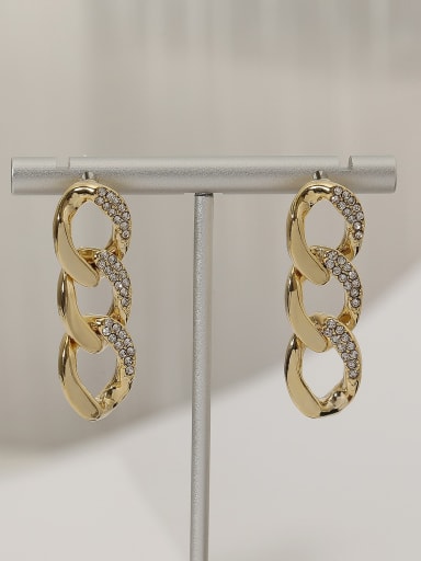 Brass Cubic Zirconia Hollow Geometric Vintage Drop Trend Korean Fashion Earring
