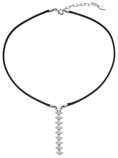 Brass Cubic Zirconia Tassel Hip Hop Lariat Necklace