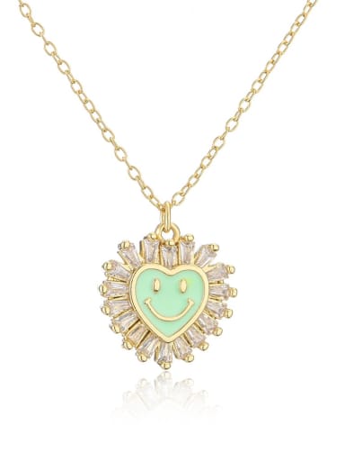 21641 Brass Cubic Zirconia  Heart smiley Minimalist Necklace