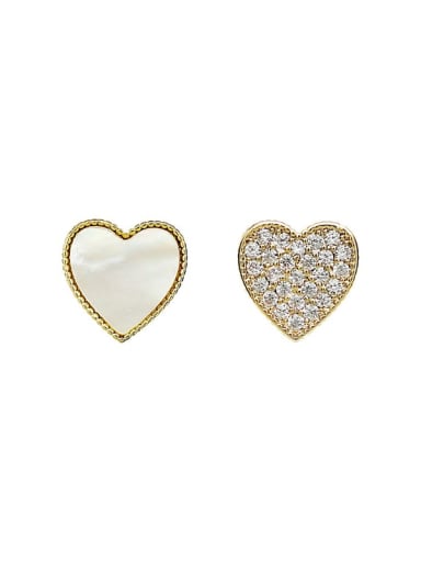 Copper Cubic Zirconia Heart Dainty Stud Trend Korean Fashion Earring