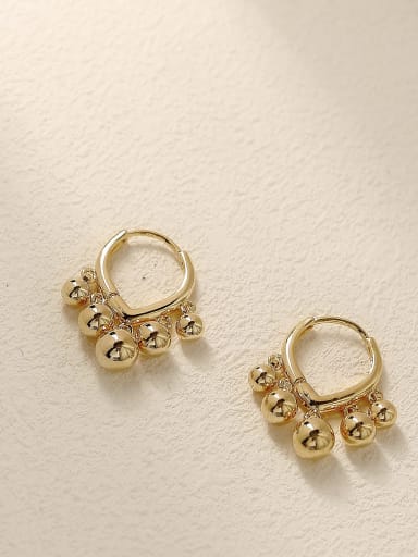 Brass Bead Geometric Minimalist Huggie Trend Korean Fashion Earring