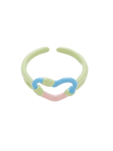 Alloy Enamel Multi Color Heart Minimalist Band Ring