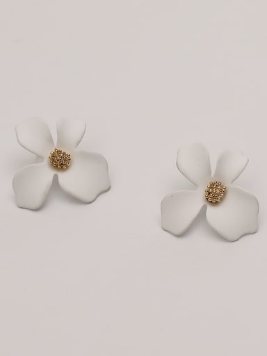 white Brass Enamel Flower Cute Stud Trend Korean Fashion Earring