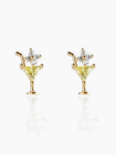 Drinks Brass Cubic Zirconia Multi Color Bowknot Cute Stud Earring