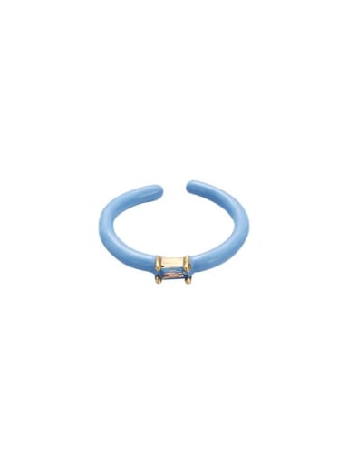 blue Brass Enamel Cubic Zirconia Geometric Cute Band Ring