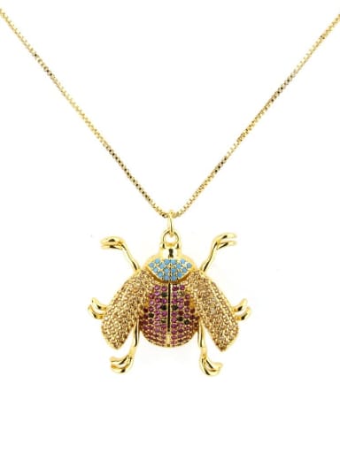 Brass Cubic Zirconia Insect Cute Necklace