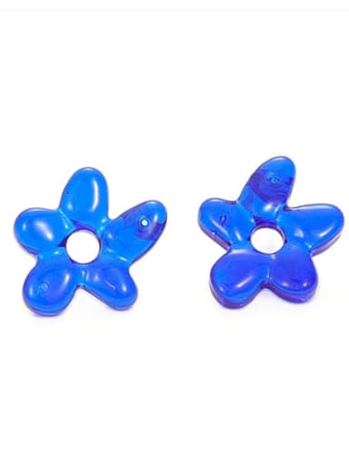Blue Hand Glass Multi Color Flower Minimalist Stud Earring
