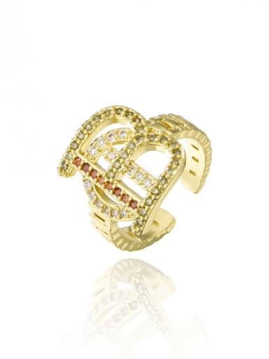 10847 Brass Cubic Zirconia Letter Vintage Band Ring