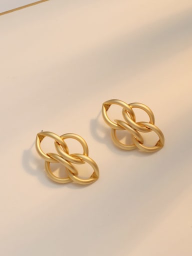 Dumb gold Copper Hollow Geometric Minimalist Stud Trend Korean Fashion Earring