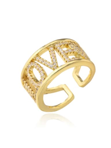 10729 Brass Cubic Zirconia Letter Vintage Band Ring