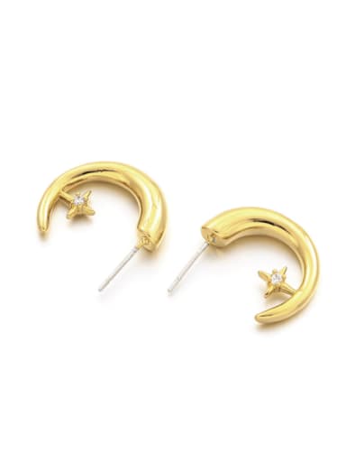 Brass Star Minimalist C Shape Stud Earring