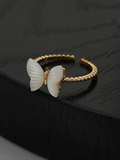 Gold JZ61563 Brass Shell Butterfly Dainty Band Ring