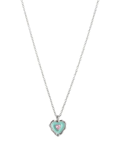necklace Brass Cubic Zirconia Enamel Dainty Heart Earring and Necklace Set