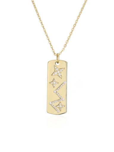 Brass Cubic Zirconia Letter Trend Necklace