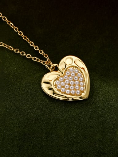 22918 Brass Shell Heart Hip Hop Necklace