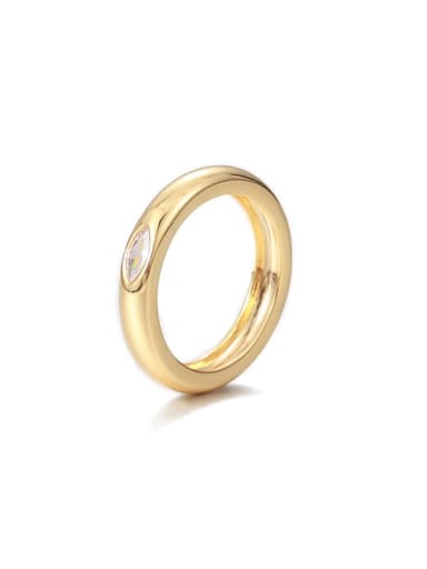 Brass Rhinestone Round Minimalist Ring