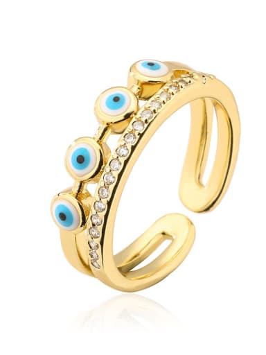 13041 Brass Enamel Cubic Zirconia Evil Eye Trend Band Ring