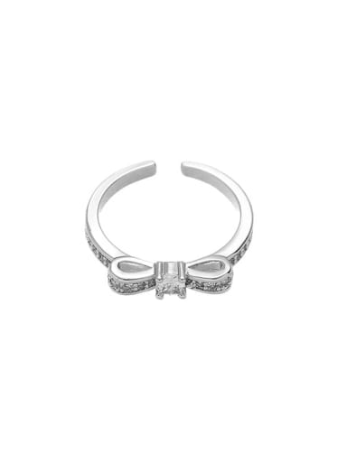 Style 2 Steel Brass Cubic Zirconia Bowknot Minimalist Band Ring