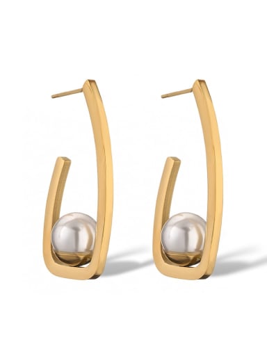 43984 Brass Imitation Pearl Geometric Trend Threader Earring