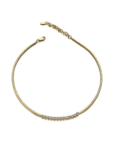Brass Cubic Zirconia Snake Bone Chain Vintage Necklace