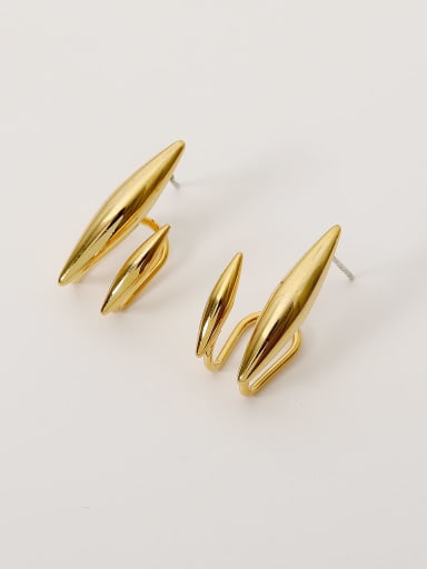14k gold Brass Smooth Geometric Minimalist Stud Trend Korean Fashion Earring