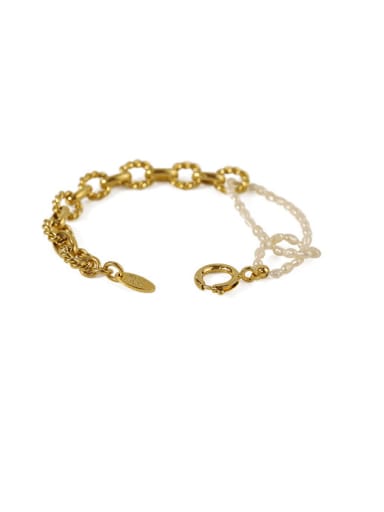Brass Imitation Pearl Geometric Vintage Beaded Bracelet
