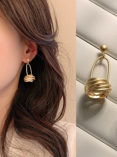 Copper Geometric Ethnic Matte  Drop Trend Korean Fashion Earring