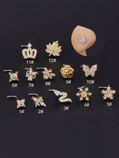 Stainless steel Cubic Zirconia Crown Hip Hop Nose Studs