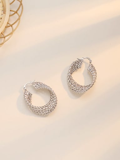 White K Copper Geometric Minimalist Metal twisted multilayer Hoop Trend Korean Fashion Earring