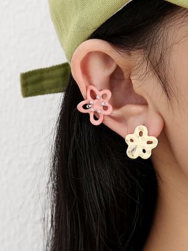 Brass Enamel Flower Minimalist Single Earring(Single-Only One)