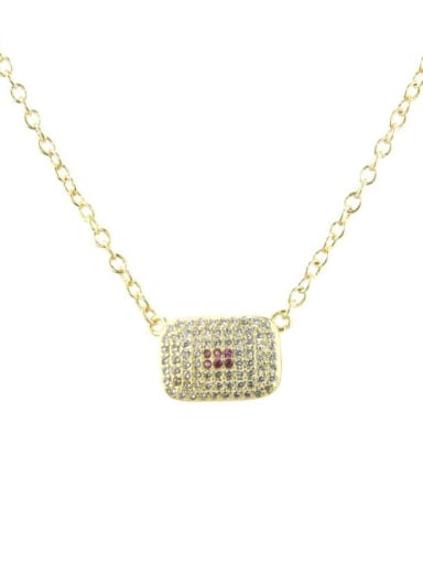 Copper Cubic Zirconia Rectangle Dainty Necklace