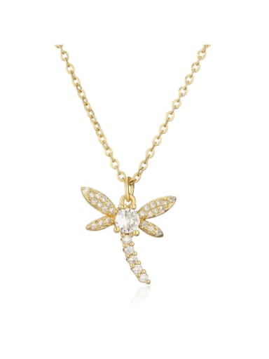 Brass Cubic Zirconia Dragonfly Hip Hop Necklace