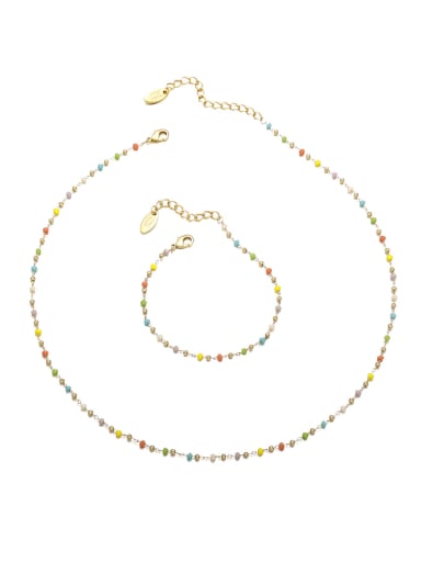 custom Brass MGB beads Minimalist Irregular Multi Color Bracelet and Necklace Set