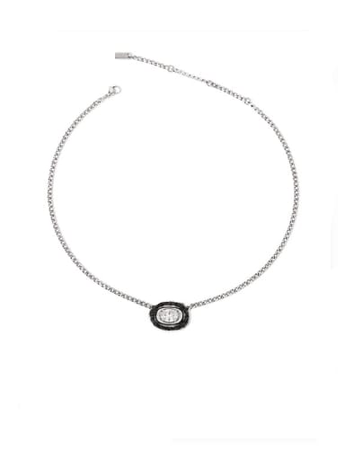 Oval fluff necklace Titanium Steel Cubic Zirconia Geometric Hip Hop Multi Strand Necklace