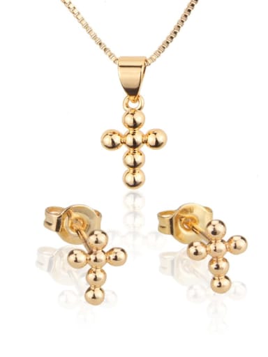 Brass Cross  Earring and Necklace Set