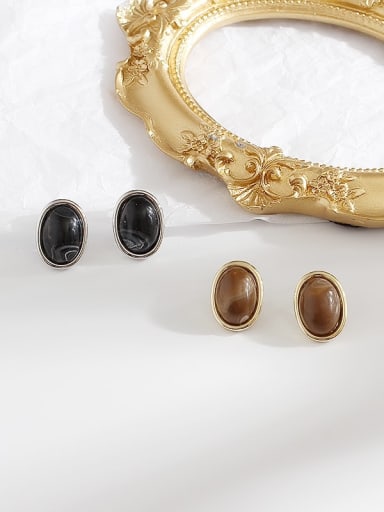 Copper Resin Oval Vintage Stud Trend Korean Fashion Earring