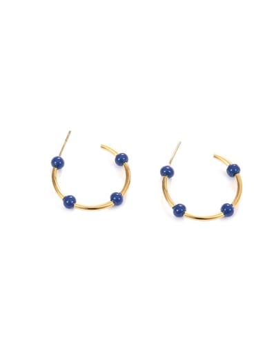 Blue drop oil Brass Enamel Geometric Trend Stud Earring